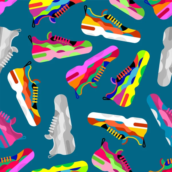 Smidigare mönster sömlöst. Sneakers bakgrund. Sportskor text — Stock vektor