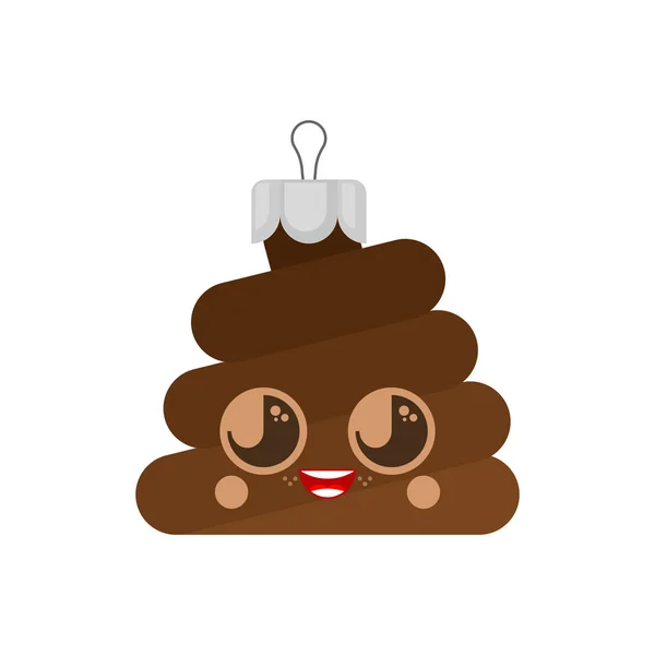 Shit Christmas tree toy. Poop vector illustration — Stock Vector