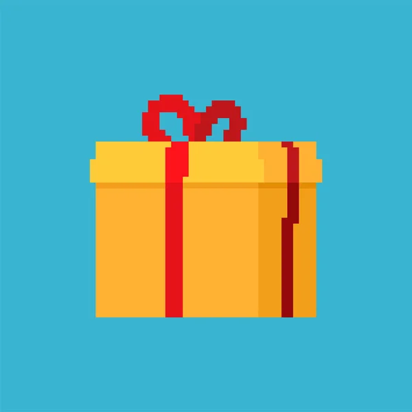 Gift box pixel art. New Year and Christmas 8 bit. Pixelate vecto — Stock Vector