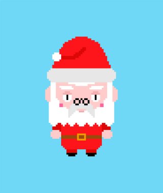 Noel Baba pikseli. Komik Noel 8 bit. 8 bit Xmas. Pikela