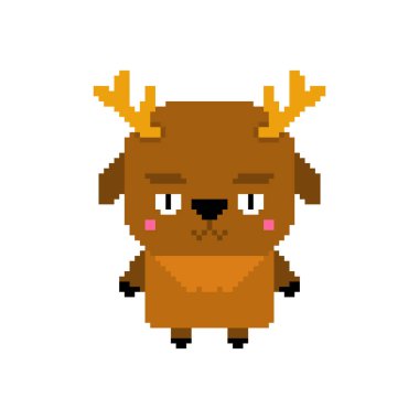 Noel Baba geyik pikseli. 8 bit Xmas. Pixelate Yeni Yıl  