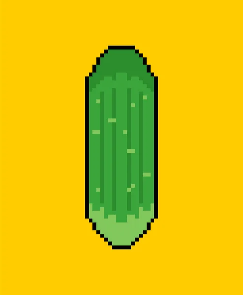 Gurkenpixelkunst. Cartoon-Gurken 8 bit. Verpixeltes Gemüse. — Stockvektor