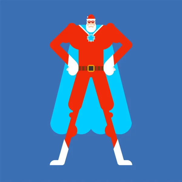 Santa Claus superhero. Super Christmas grandfather in mask and r — Stock Vector