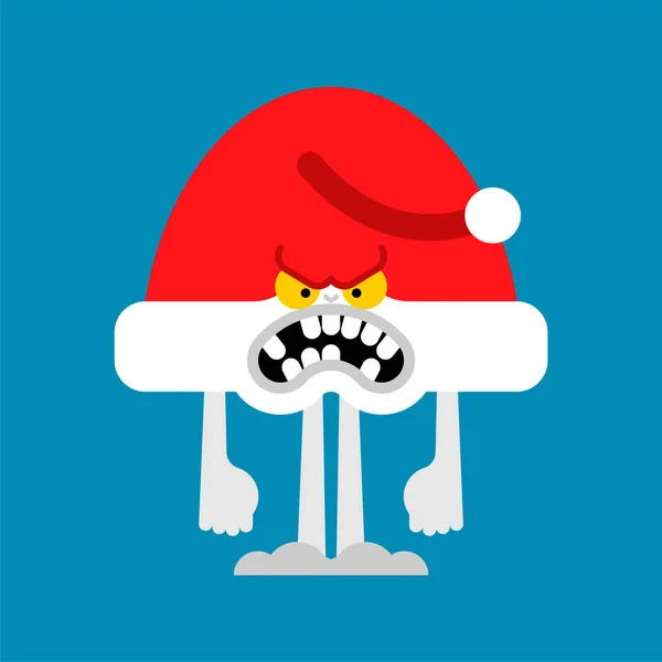 Angry Santa chapeau dessin animé isolé. Noël fou et Nouvel An v — Image vectorielle