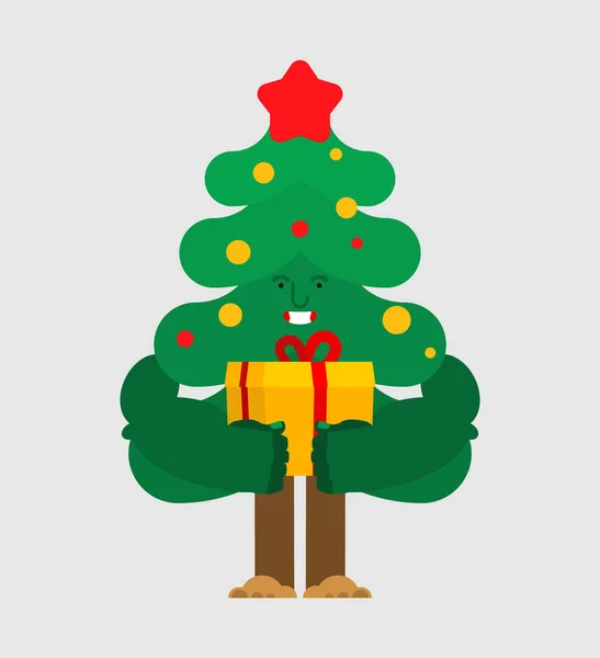 クリスマスツリーとギフト漫画。クリスマスと新年 — ストックベクタ