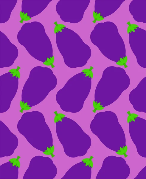 Eggplant pattern seamless. Purple Vegetable background. Food vec — Stock Vector