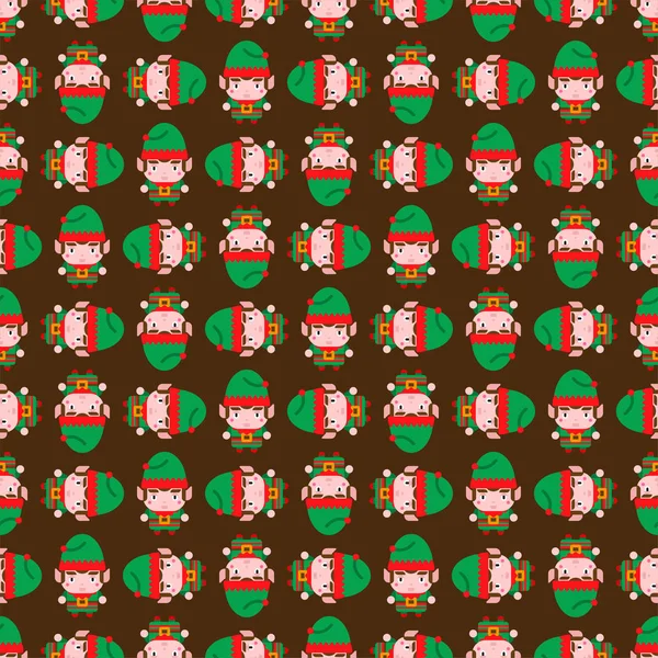 Weihnachtsmann-Elfen-Muster nahtlos. Weihnachtlicher Hintergrund. Weihnachtstextur. — Stockvektor