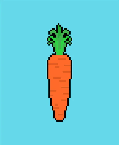 Arte píxeles de zanahoria. Naranja vegetal 8 bit. Pixelate vector illust — Vector de stock