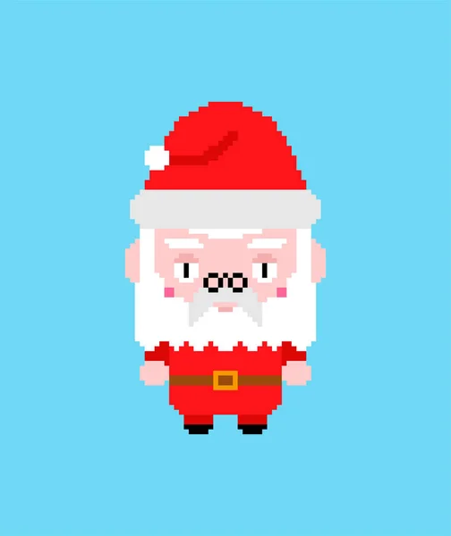 Weihnachtsmann-Pixelkunst. Lustige Weihnachten 8 bit. 8 Bit Weihnachten. Pixela — Stockvektor
