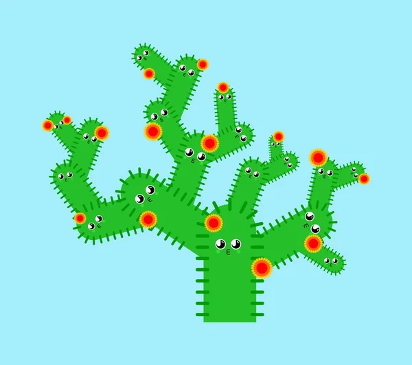 Cactus Cute kawaii aislado. divertido estilo de dibujos animados peyote. niños ch — Vector de stock