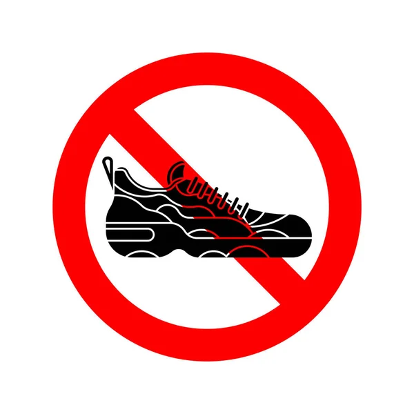 Stop Sneakers. Red prohibition road sign. Ban sport shoes — Stock Vector