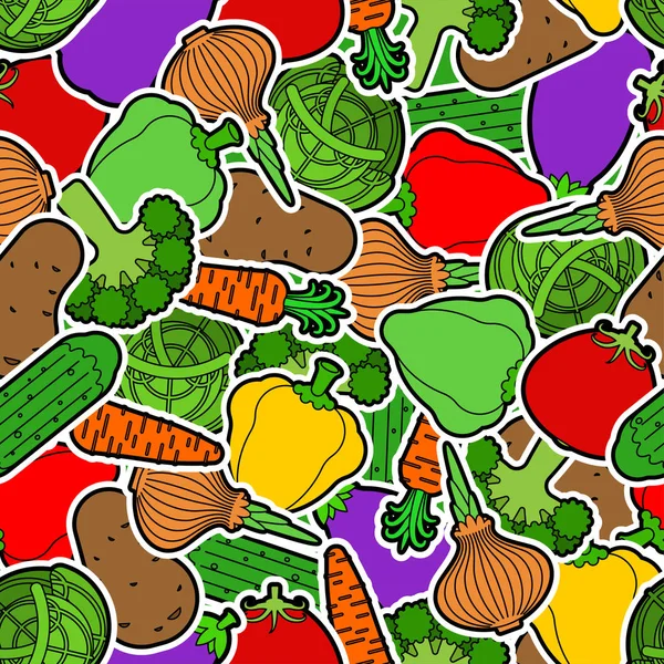 Vegetables pattern seamless. Vegetable background. Tomato and ca — Stock Vector