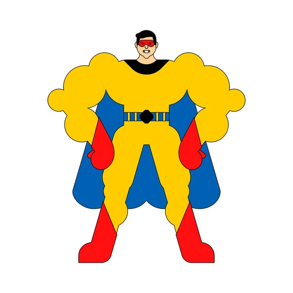 Superheld cartoon geïsoleerd. Superman met masker en regenjas. Stro — Stockvector
