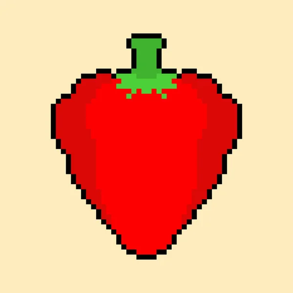 Red Bell pepper pixel art. 8 bit. Pixelate Vegetable. vector ill — Stock Vector