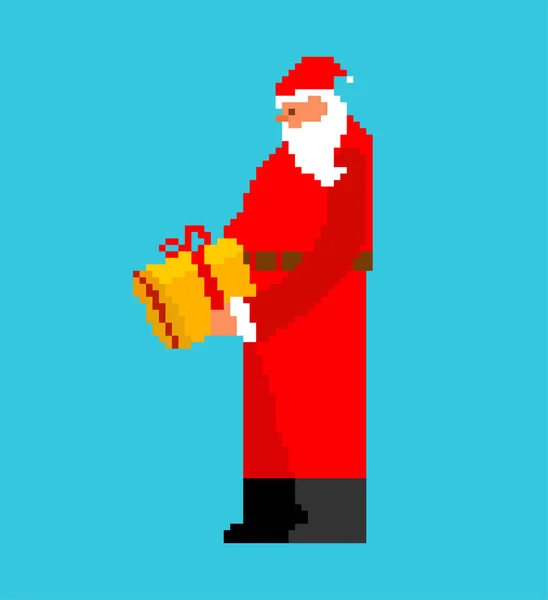 Noel Baba pikseli. Komik Noel 8 bit. 8 bit Xmas. Pikela — Stok Vektör