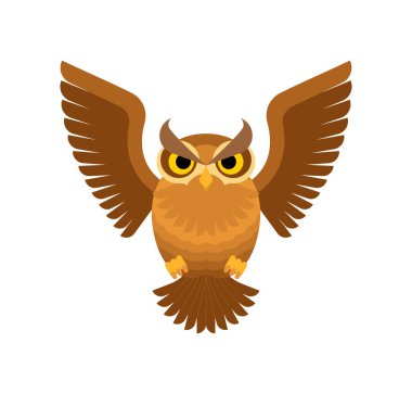Baykuş izole edildi. Kartal-baykuş ikonu. vektör illüstrasyonu