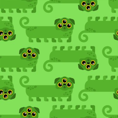 Uzaylı köpek yeşil çizgi film desenleri pürüzsüz. UFO evcil hayvan geçmişi. Bebek kumaşı dokusu