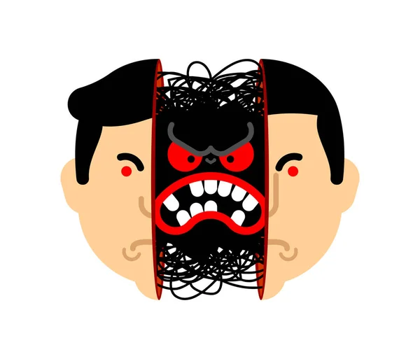 Anger Head Human Rage Head — Stock Vector