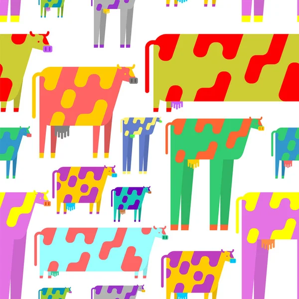 Colored Cartoon Cow Pattern Seamless Multicolored Animal Beef Background Baby — Stock Vector