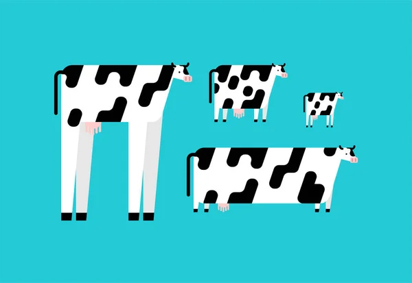 Conjunto Vacas Dibujos Animados Animal Carne Vector Ilustración — Vector de stock