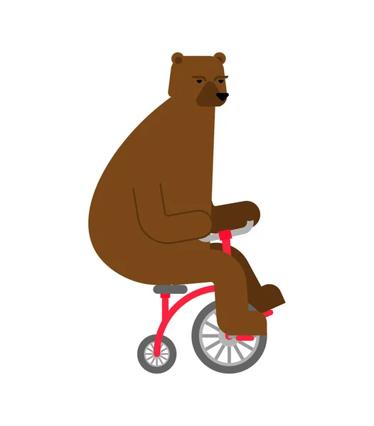 Niedźwiedź Kreskówce Rowerowej Bestia Jeździ Rowerze — Wektor stockowy