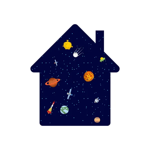 Cosmos Dentro Casa Estrellas Casa Concepto Del Mundo Interior Microcosmos — Vector de stock