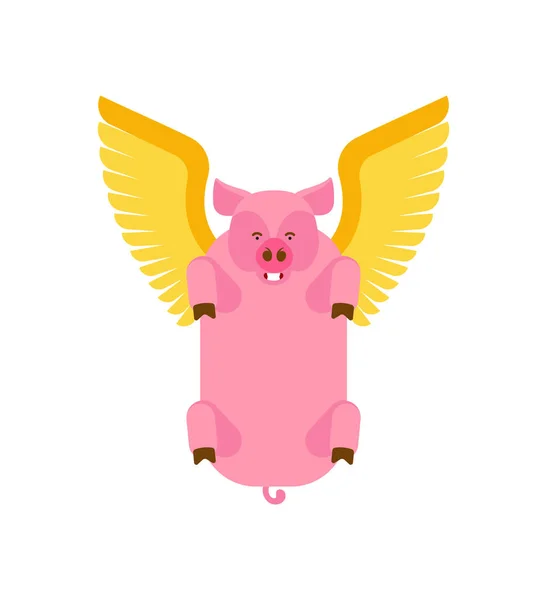 Caricatura Cerdo Volador Cerdito Con Alas Ilustración Vectorial — Vector de stock