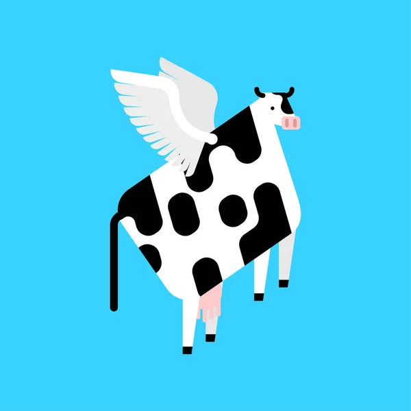 Caricature Vache Volante Bœuf Aux Ailes Illustration Vectorielle — Image vectorielle