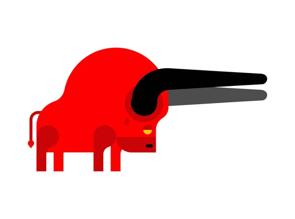 Red Bull Isolerad Tecknade Oxdjur Vektor Illustrationstal — Stock vektor
