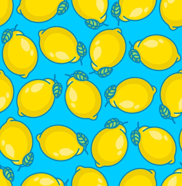 レモンのパターンをシームレスに 黄色い果実の背景 ベビー生地の質感 — ストックベクタ