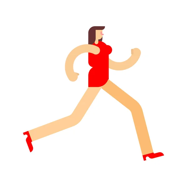 ドレスを着た女性が走っている 女の子が走る ベクターイラスト比率 — ストックベクタ
