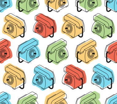 Retro telefon şablonu kusursuz. Alıcı arkaplan dokusuna sahip telefon