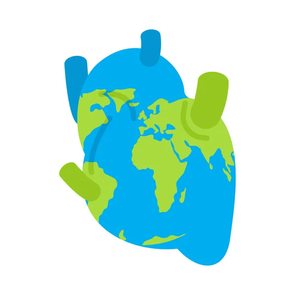 Planet Earth Anatomy Human Heart Vector Illustration — Stock Vector