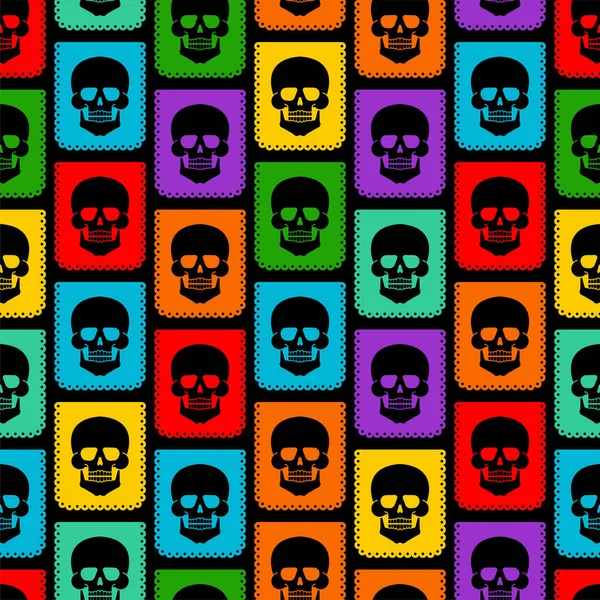 Day Dead Pattern Seamless Dia Muertos Background Skull Skeleton Ornament — Stock Vector