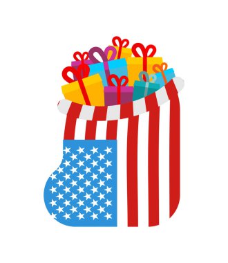 Hediyeli Amerikan çantası. ABD çuvalı izole. vektör illüstrasyonu