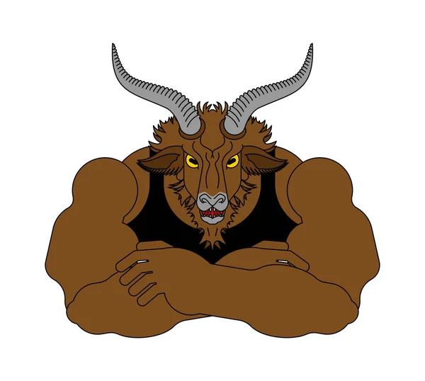 Wściekły Silny Kozioł Zła Koza Niegodziwe Zwierzę Ilustracja Wektora — Wektor stockowy