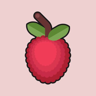 Lychee izole edildi. Küçük yuvarlak tatlı meyve. vektör illüstrasyonu