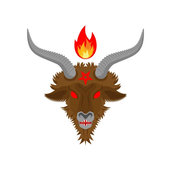 Baphomet Ziegenkopf Satanisches Symbol Satan Mit Dämon Pentagramm Mit Teufelssymbol — Stockvektor