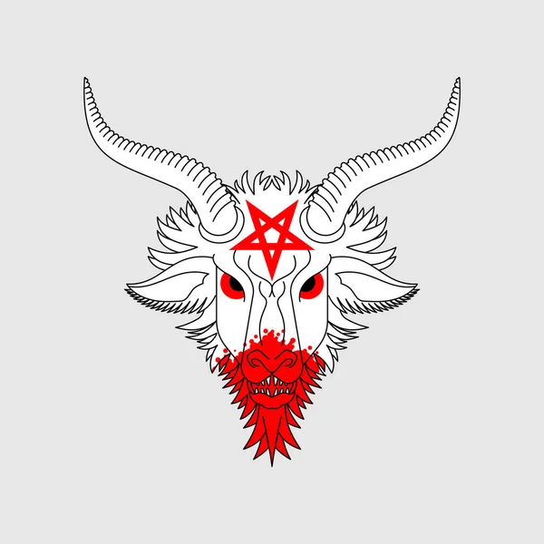 巴霍米特恶魔撒旦的象征撒旦与山羊的头 恶魔符号五芒星 — 图库矢量图片