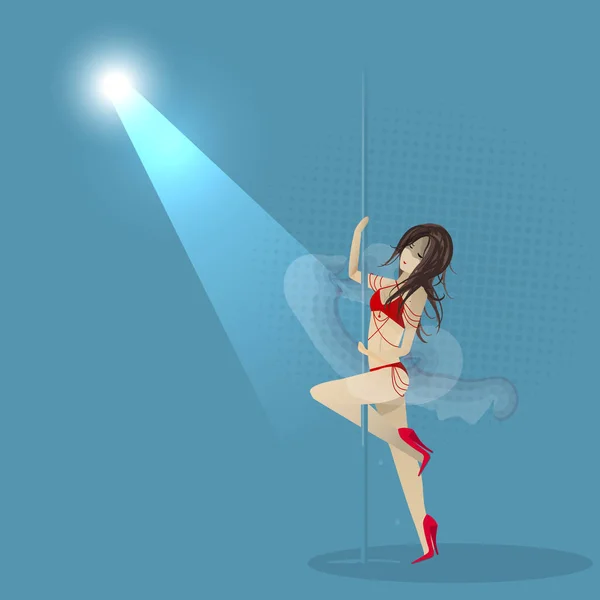 Ilustração Vetorial Uma Linda Menina Dançando Poste Conceito Striptease Estilo — Vetor de Stock
