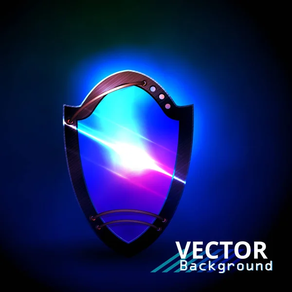 Vector Begreppet Sköld Skydd Mot Virus Fara Hacking — Stock vektor