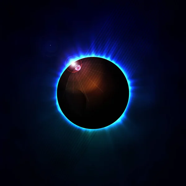 Ilustración Vectorial Concepto Eclipse Espacial Rayos Luz Fondo Abstracto — Vector de stock