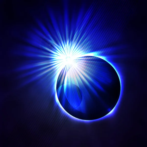 Ilustración Vectorial Concepto Eclipse Espacial Rayos Luz Fondo Abstracto — Vector de stock