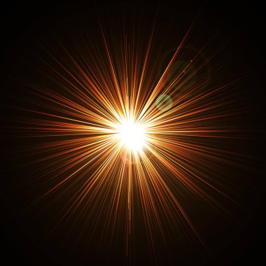 Soyut bir gündoğumu vektör Illustration. Kirişler, ışınları, yayılan çizgiler veya yıldız patlaması, kuvvetli güneş ışığı arka plan biliyorum