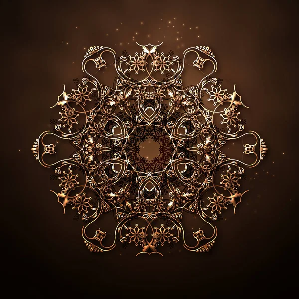 Elément Vectoriel Élégant Style Oriental Contour Doré Bordures Florales Illustration — Image vectorielle
