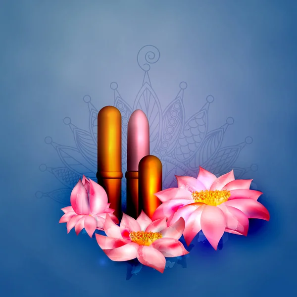 Ruj Yanında Çiçek Boyanmıştır Güzellik Kozmetik Arka Plan Reklam Ilanı — Stok Vektör