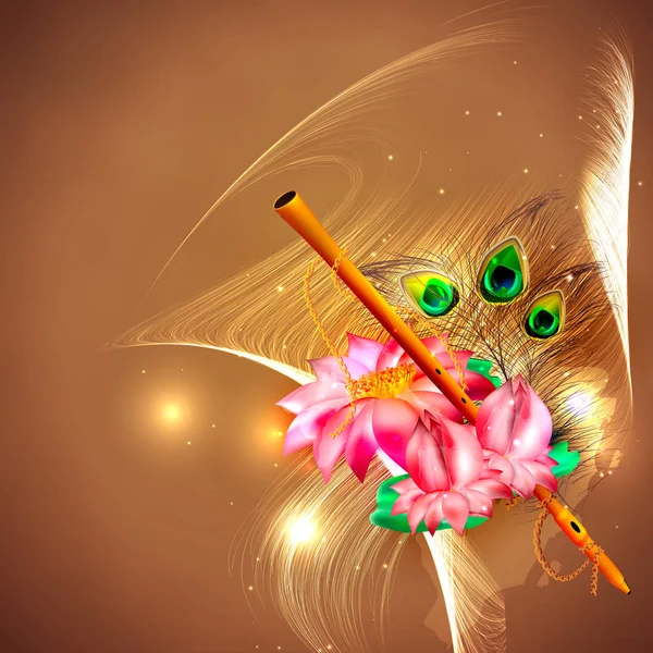 Seigneur Krishna Indian God Janmashtami Fête Illustration Vectorielle — Image vectorielle