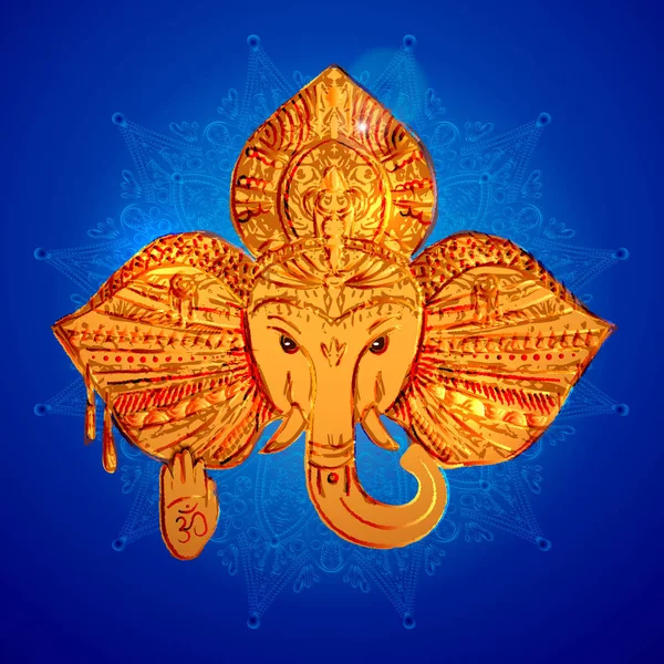 Εικονογράφηση Φορέας Ενός Ελέφαντα Κεφάλι Σιλουέτα Ινδός Θεός Γκανές — Διανυσματικό Αρχείο