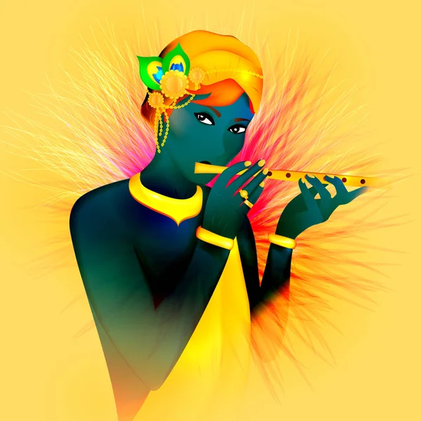 Vector Illustratie Concept Van Avatar Van Godsdienst Van God Krishna — Stockvector