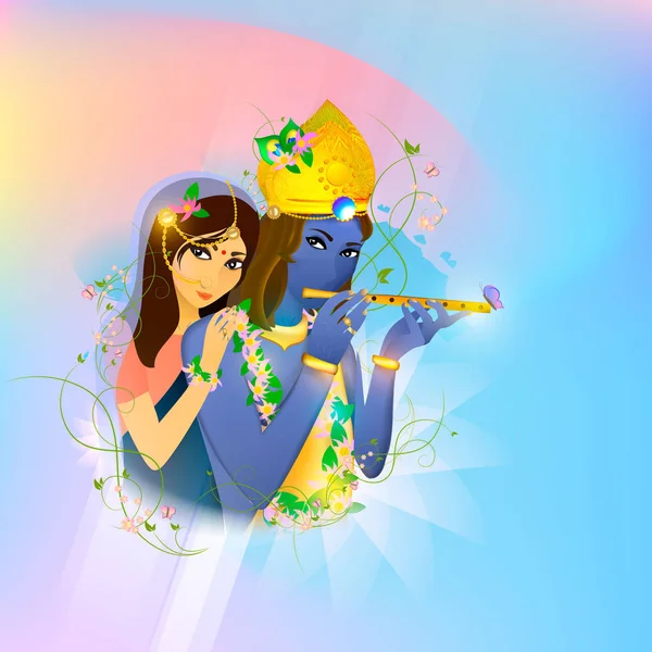 Avatar images of God Krishna and Radha. Hinduism is a religion. Vector. — Stock Vector